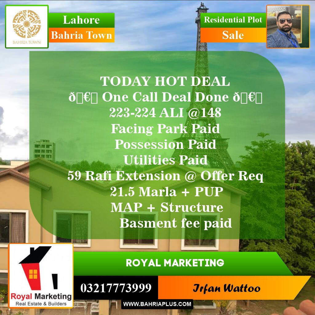 Residential Plot for Sale in Bahria Town, Lahore - (BP-145275)