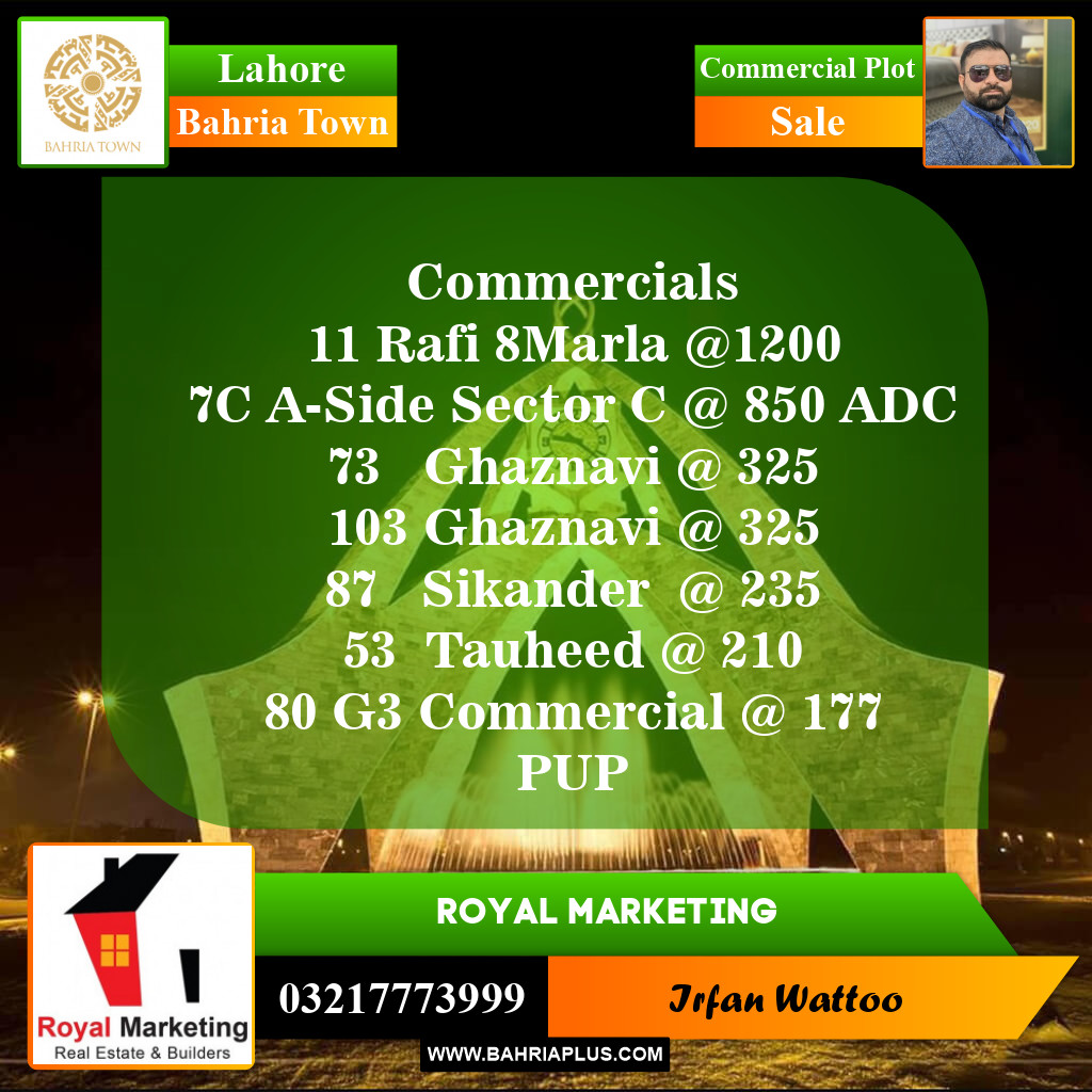 Commercial Plot for Sale in Sector E - Rafi Block -  Bahria Town, Lahore - (BP-145280)