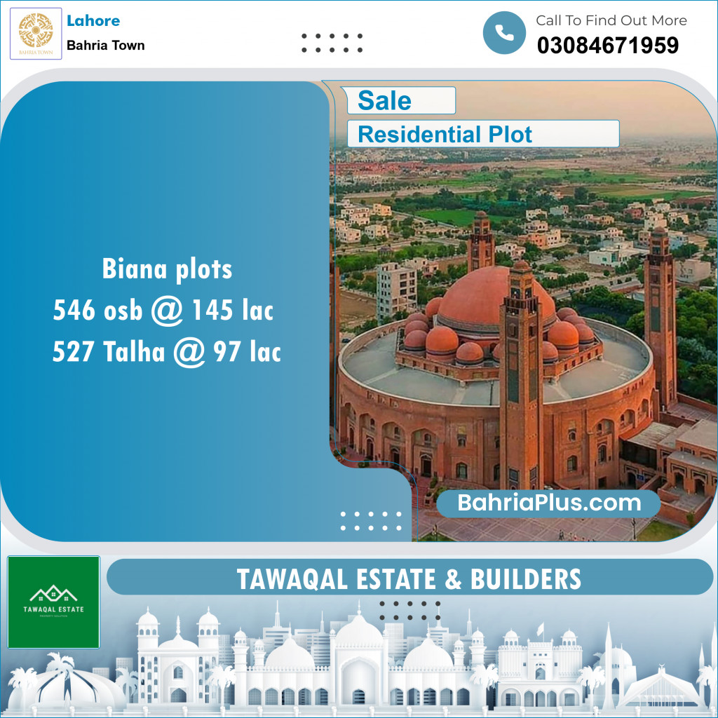 Residential Plot for Sale in Bahria Town, Lahore - (BP-145359)