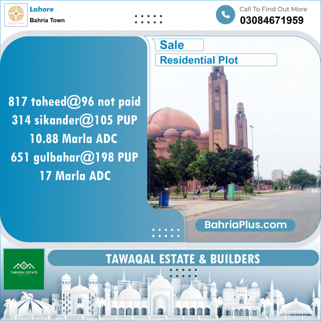 Residential Plot for Sale in Bahria Town, Lahore - (BP-145371)
