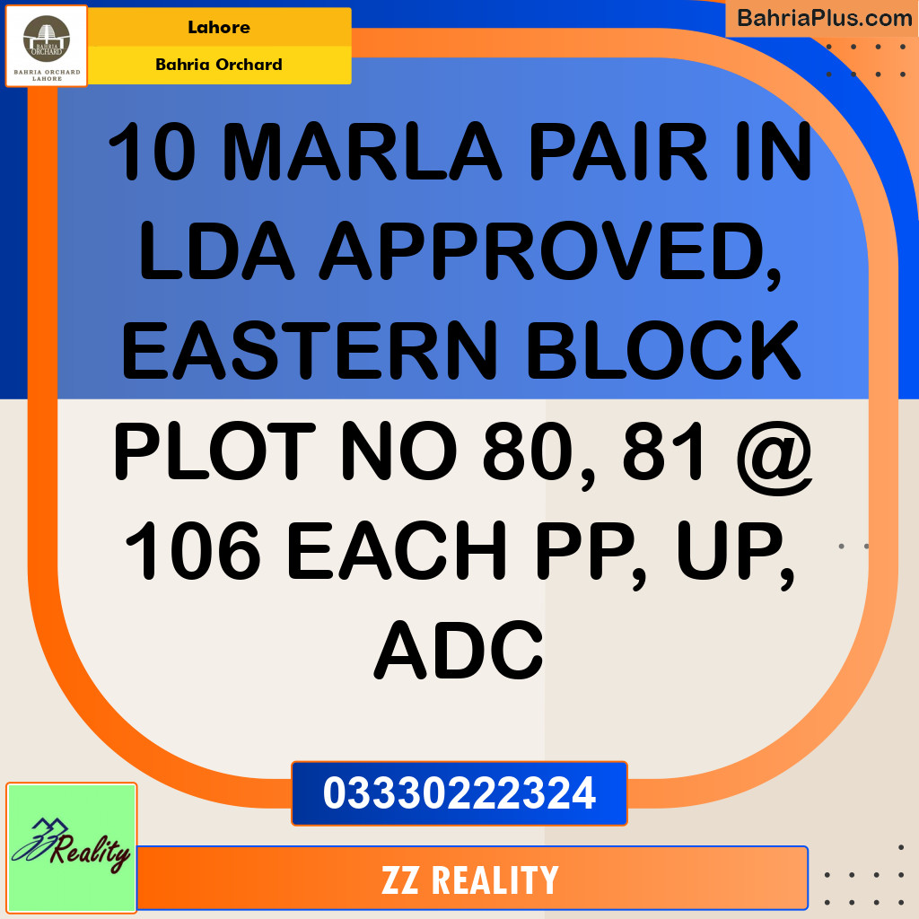 Residential Plot for Sale in Phase 1 - Eastern District -  Bahria Orchard, Lahore - (BP-145376)