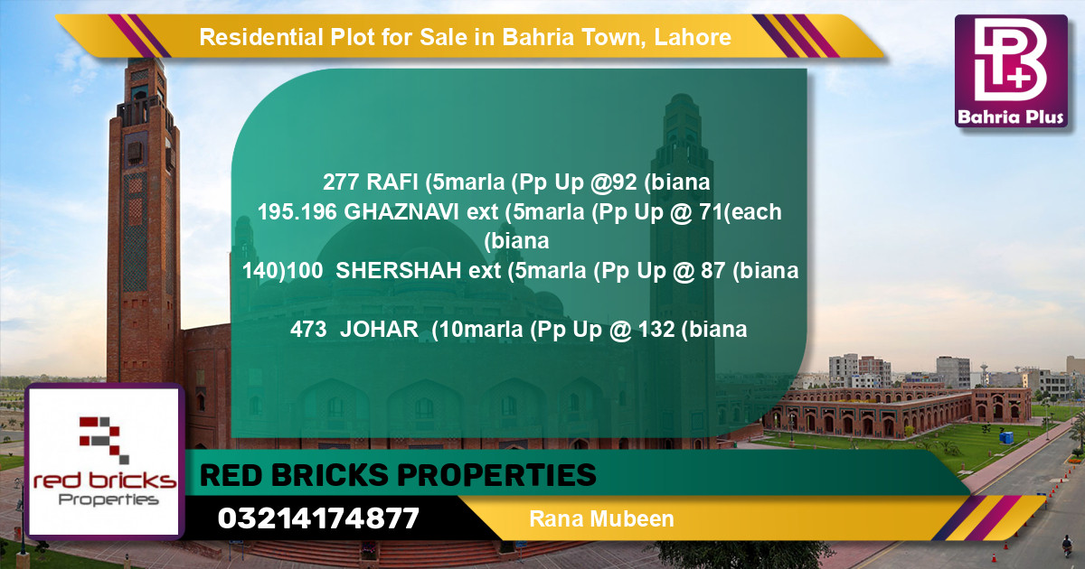 Residential Plot for Sale in Bahria Town, Lahore - (BP-145497)