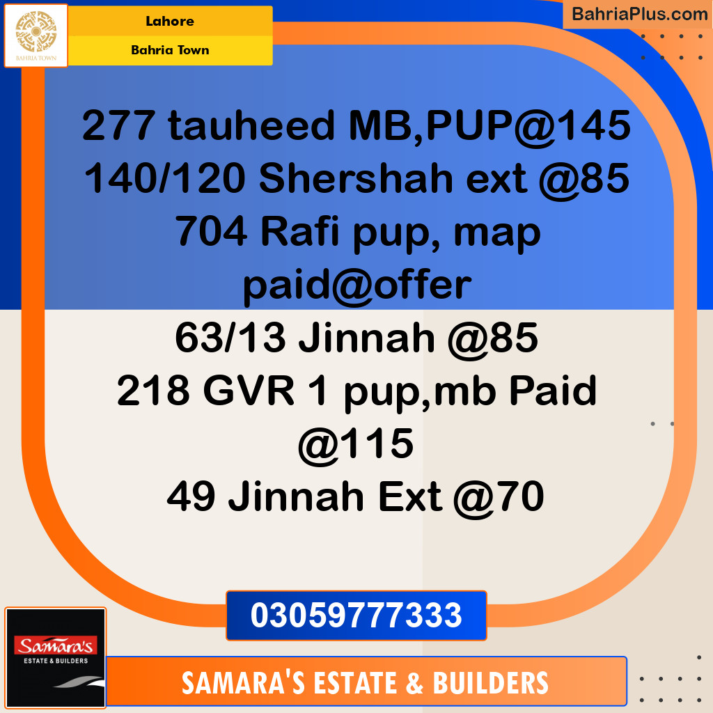 Residential Plot for Sale in Bahria Town, Lahore - (BP-145539)