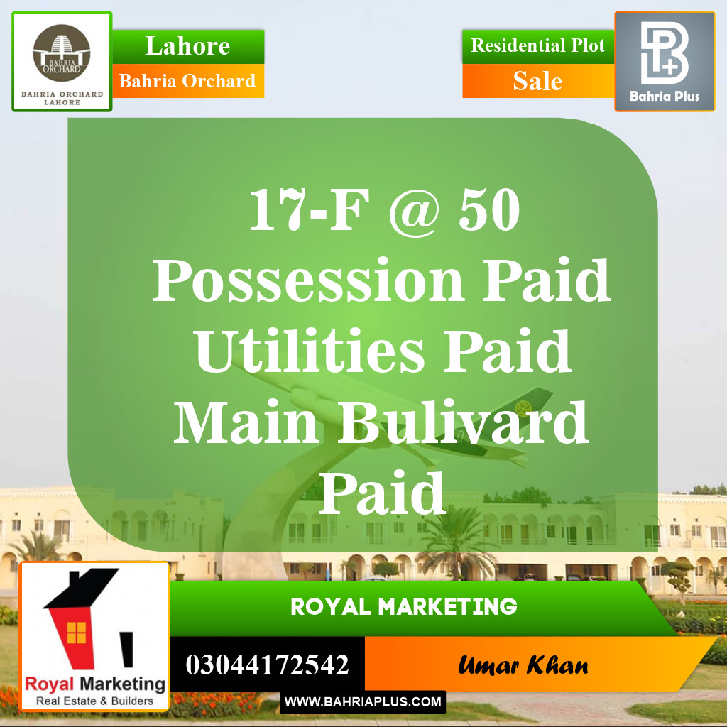 Residential Plot for Sale in Bahria Orchard, Lahore - (BP-145606)