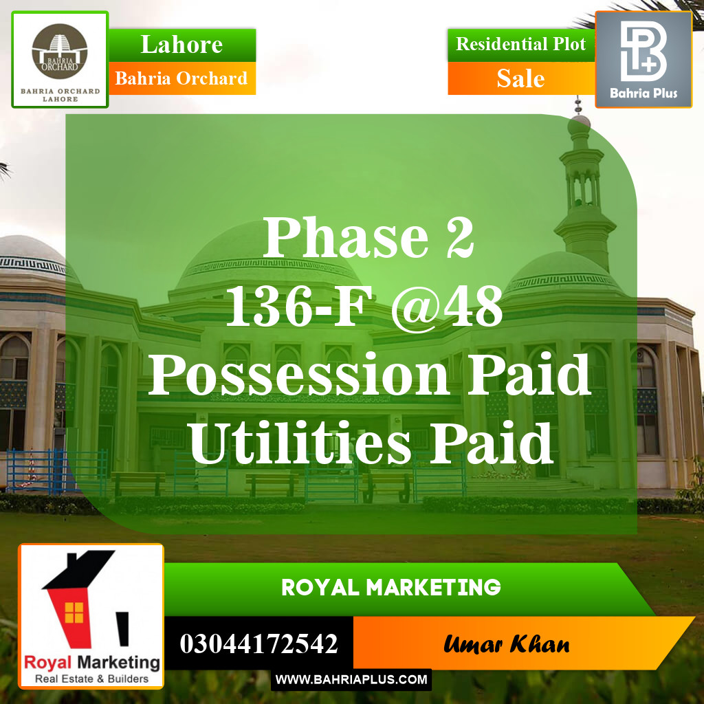 Residential Plot for Sale in Phase 2 - F Block -  Bahria Orchard, Lahore - (BP-145609)