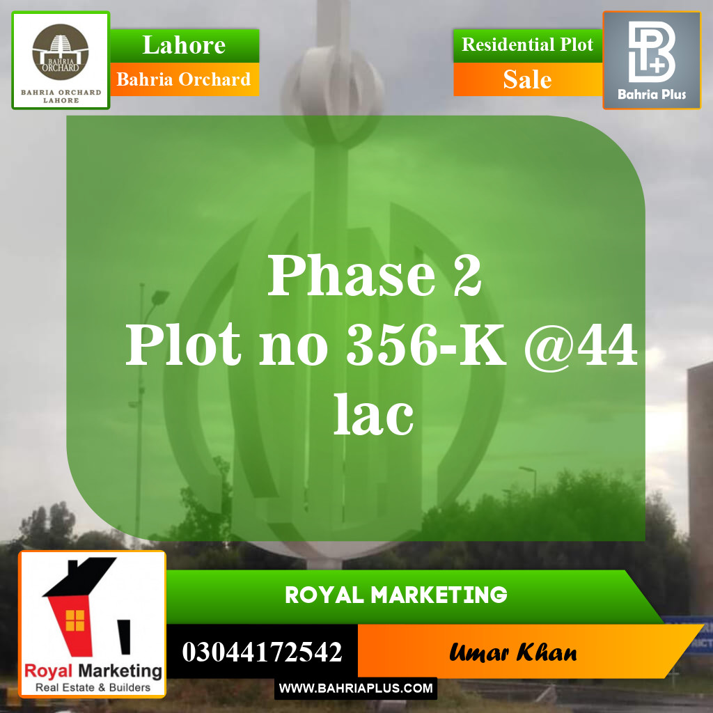 Residential Plot for Sale in Bahria Orchard, Lahore - (BP-145611)