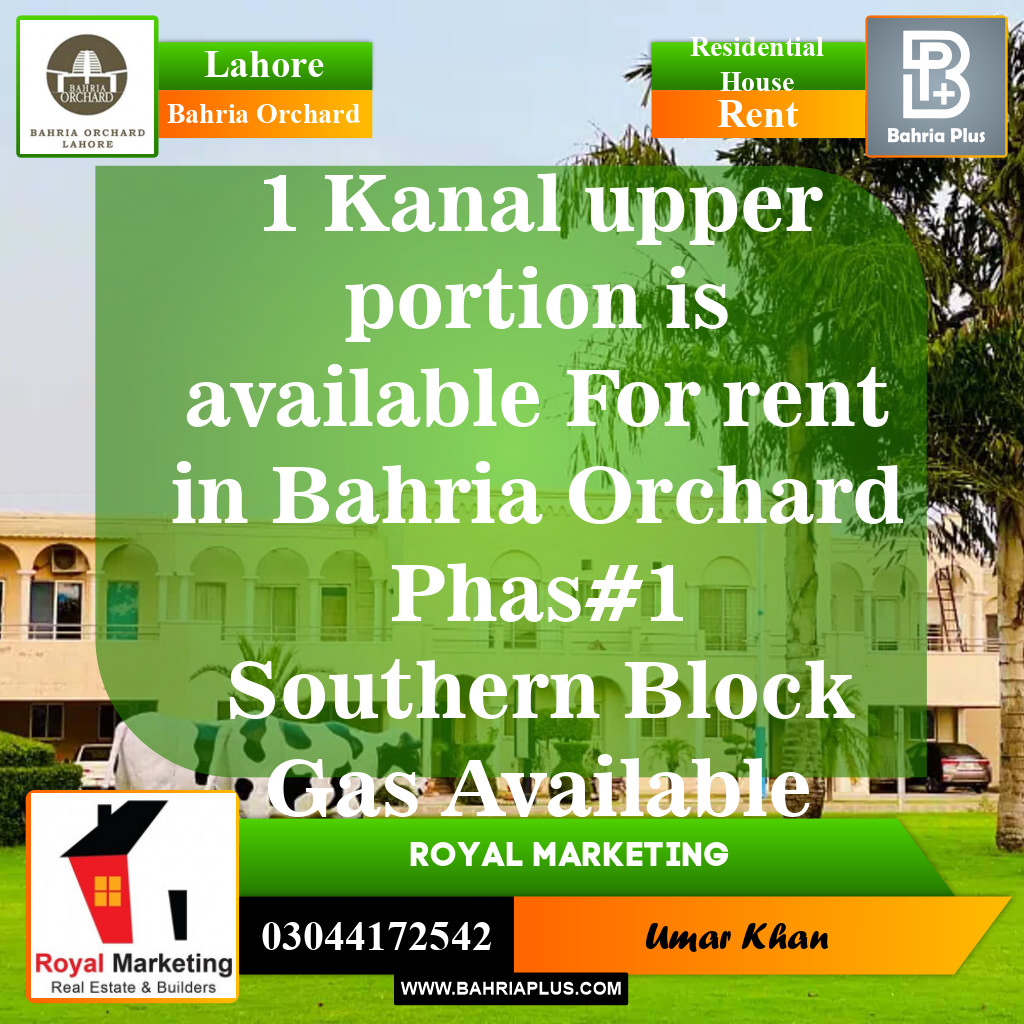 Residential House for Rent in Bahria Orchard, Lahore - (BP-145621)
