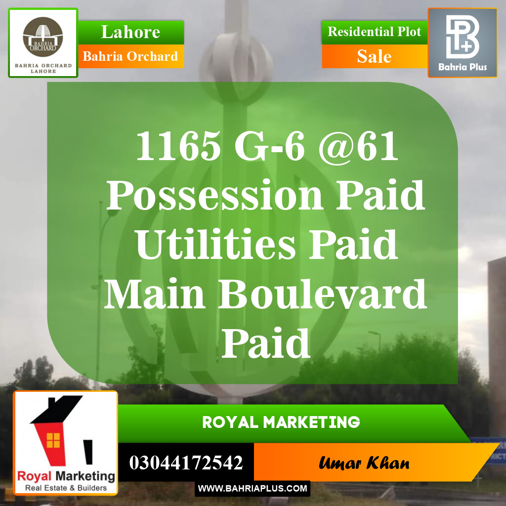 Residential Plot for Sale in Phase 4 - G6 Block -  Bahria Orchard, Lahore - (BP-145622)