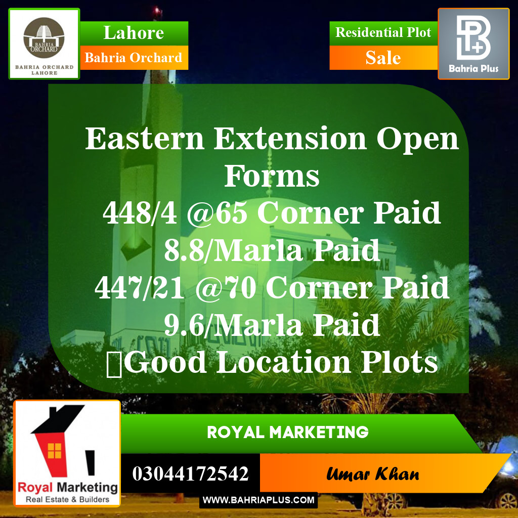 Residential Plot for Sale in Bahria Orchard, Lahore - (BP-145627)