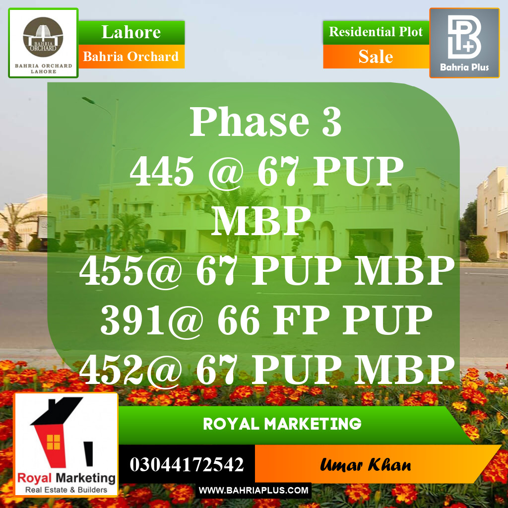 Residential Plot for Sale in Bahria Orchard, Lahore - (BP-145629)