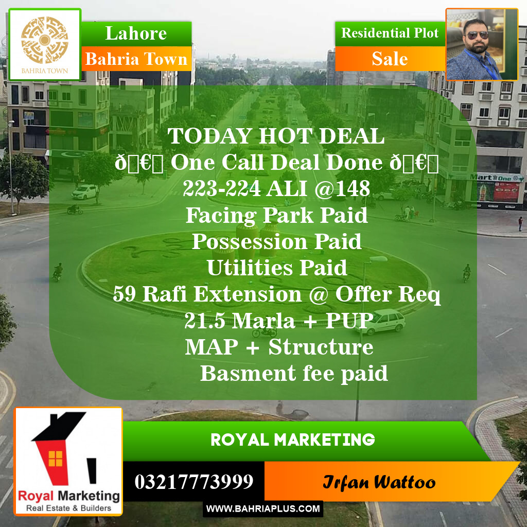 Residential Plot for Sale in Bahria Town, Lahore - (BP-145648)