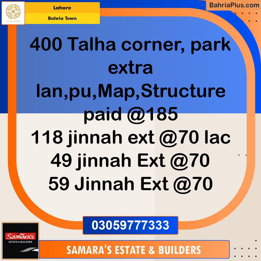 Residential Plot for Sale in Bahria Town, Lahore - (BP-145654)