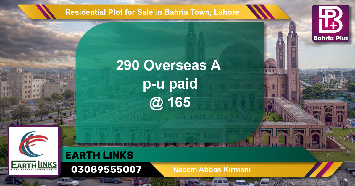 Residential Plot for Sale in Overseas A -  Bahria Town, Lahore - (BP-145677)