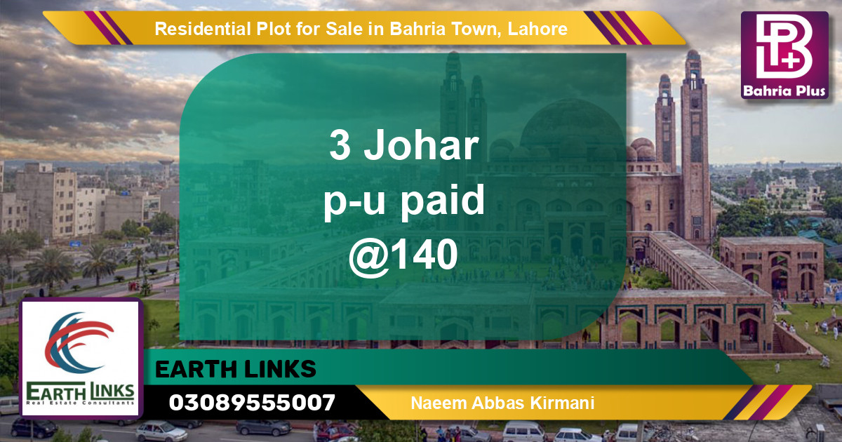 Residential Plot for Sale in Bahria Town, Lahore - (BP-145689)