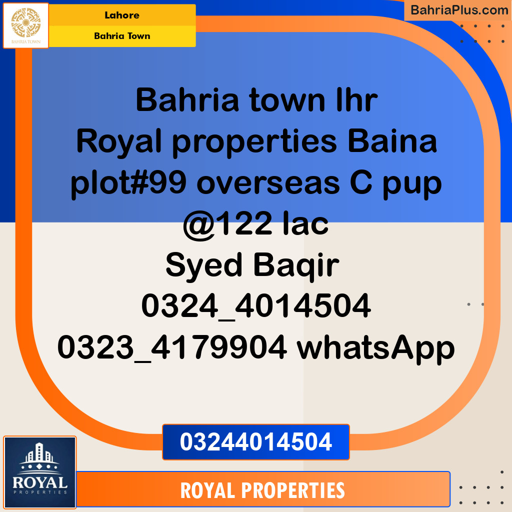 Residential Plot for Sale in Bahria Town, Lahore - (BP-145705)