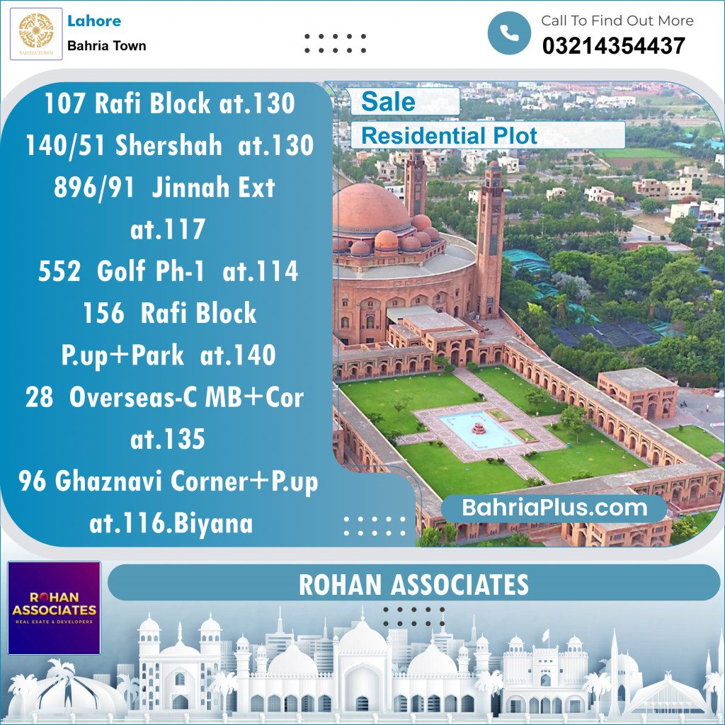 Residential Plot for Sale in Sector E - Rafi Block -  Bahria Town, Lahore - (BP-145731)