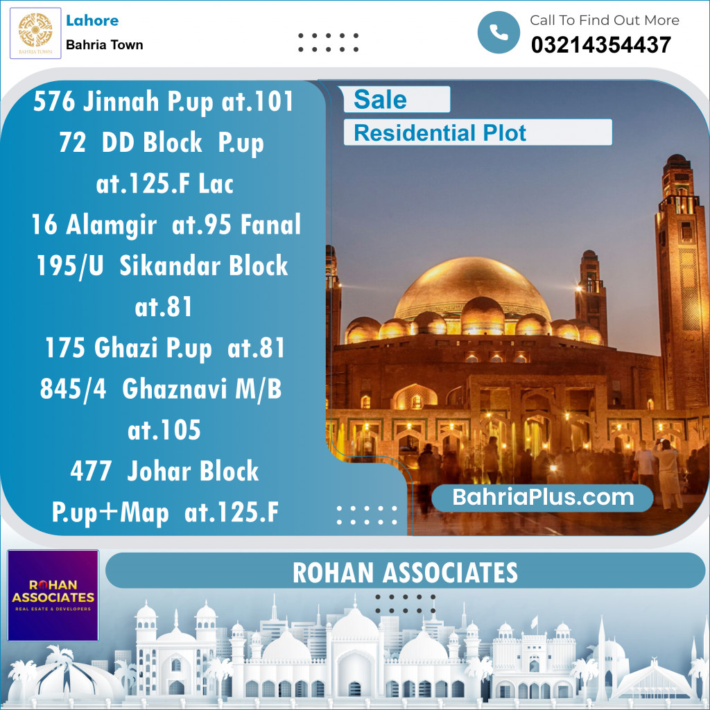 Residential Plot for Sale in Bahria Town, Lahore - (BP-145732)