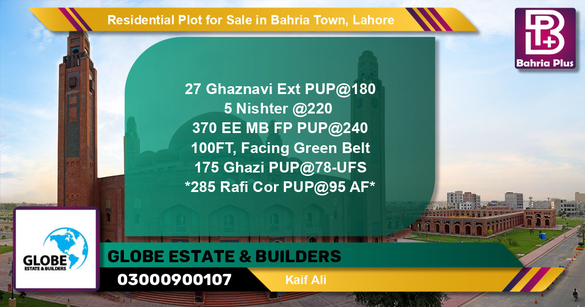 Residential Plot for Sale in Bahria Town, Lahore - (BP-145734)