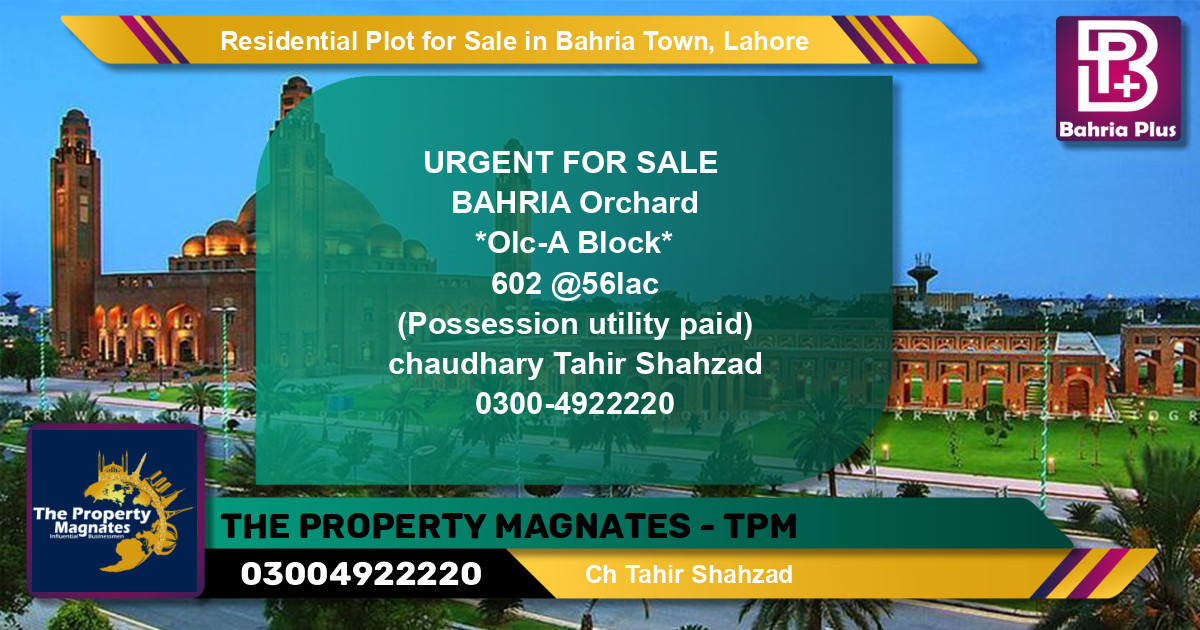 Residential Plot for Sale in Bahria Town, Lahore - (BP-145766)