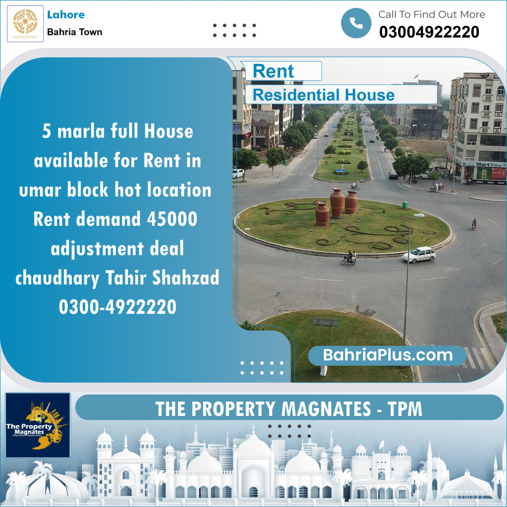Residential House for Rent in Bahria Town, Lahore - (BP-145770)