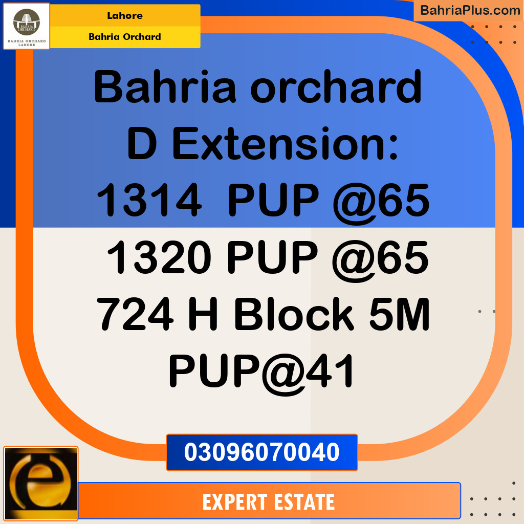 Residential Plot for Sale in Phase 2 - D Block -  Bahria Orchard, Lahore - (BP-145795)