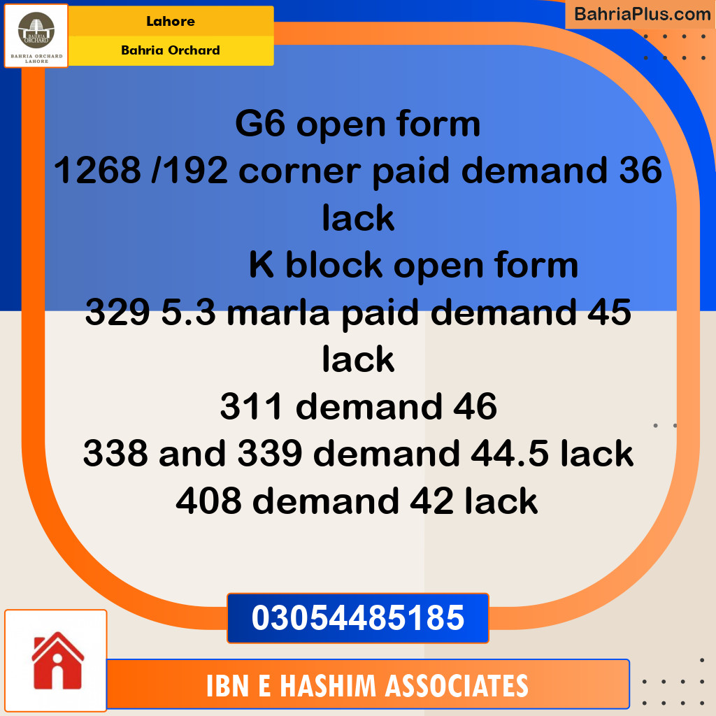 Residential Plot for Sale in Bahria Orchard, Lahore - (BP-145860)