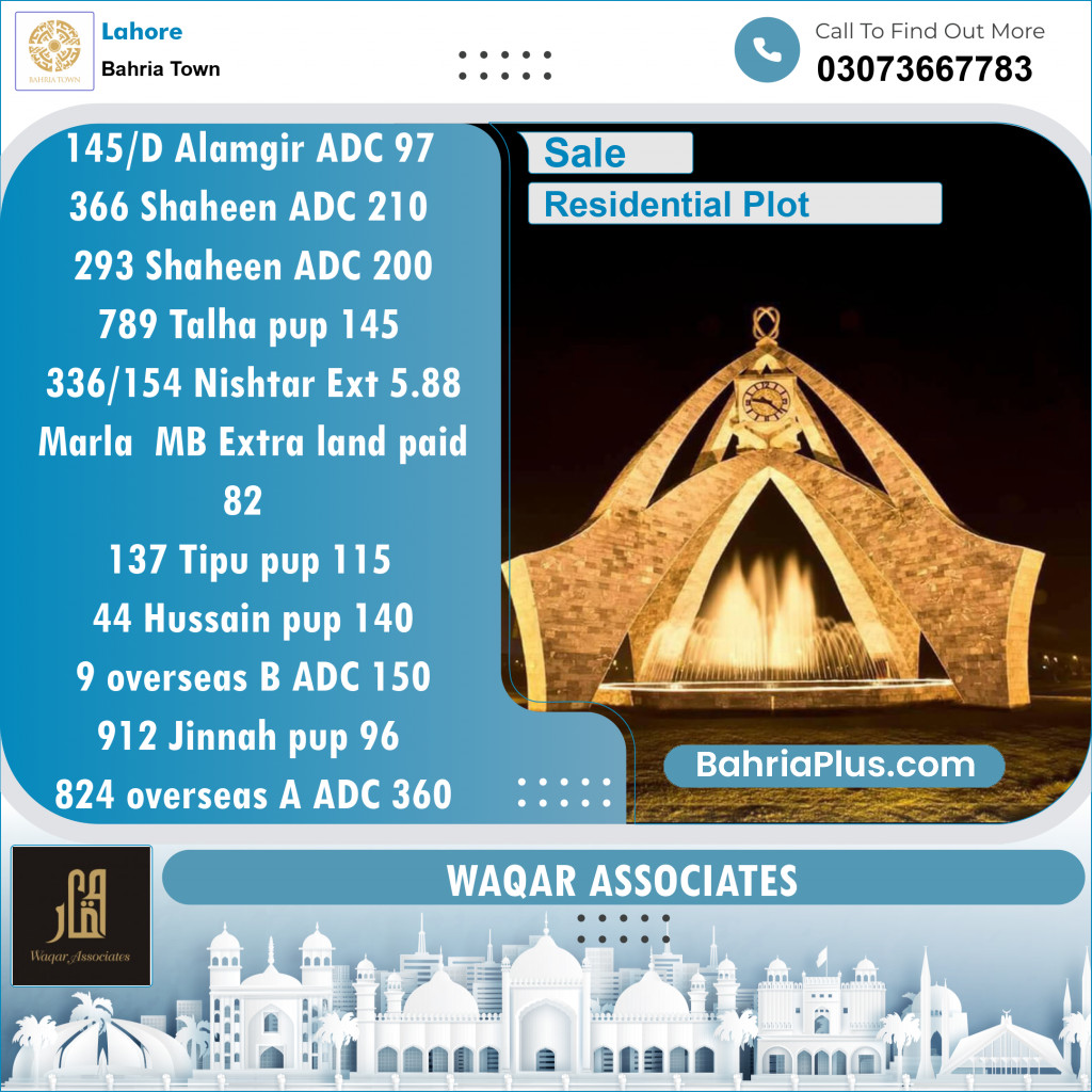 Residential Plot for Sale in Bahria Town, Lahore - (BP-145873)