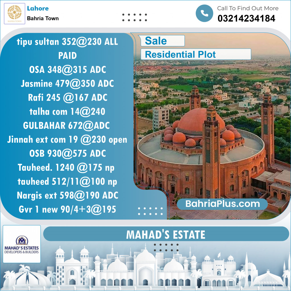 Residential Plot for Sale in Bahria Town, Lahore - (BP-145906)
