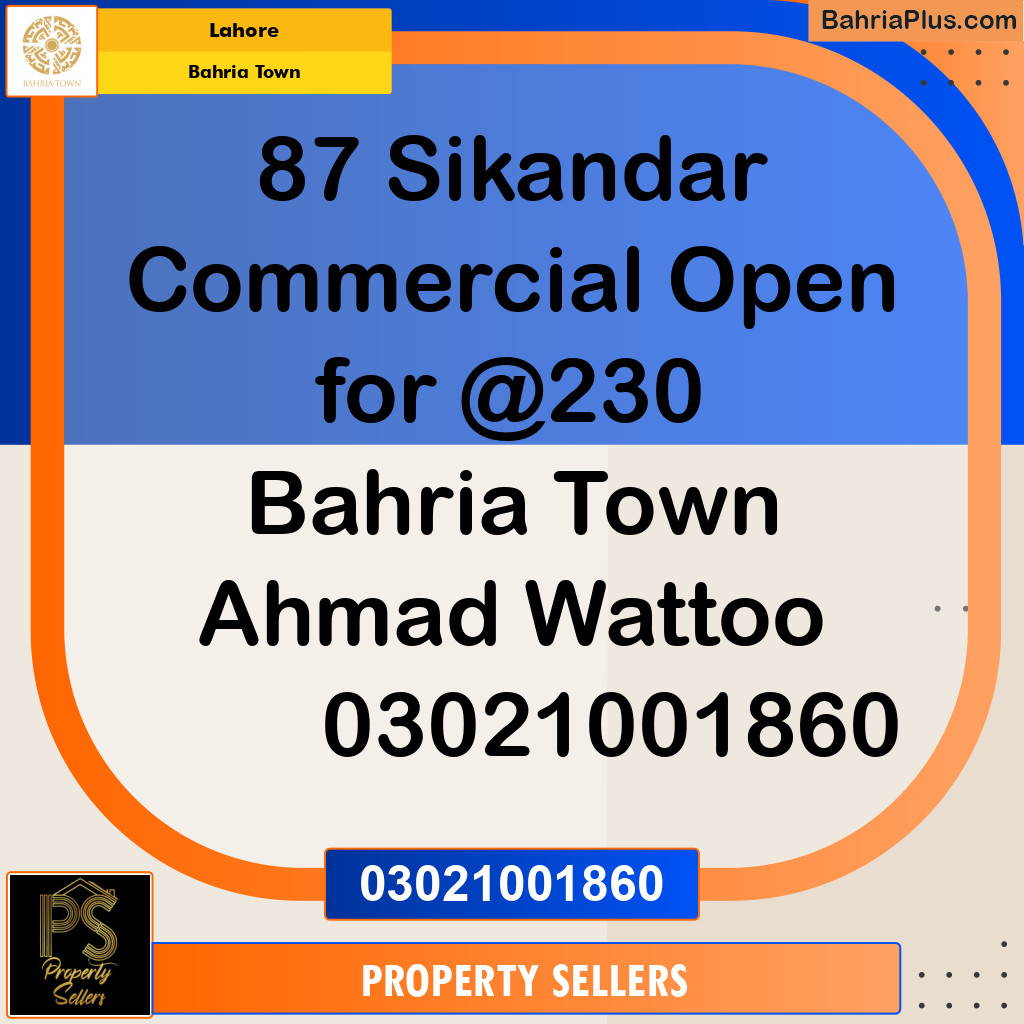 Residential Plot for Sale in Sector F - Sikandar Commercial -  Bahria Town, Lahore - (BP-145928)