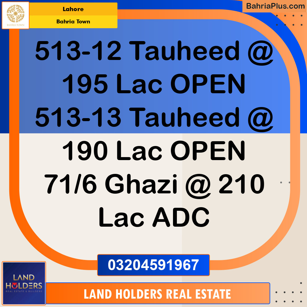 Residential Plot for Sale in Bahria Town, Lahore - (BP-145947)