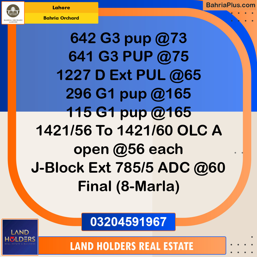 Residential Plot for Sale in Phase 4 - G3 Block -  Bahria Orchard, Lahore - (BP-145959)