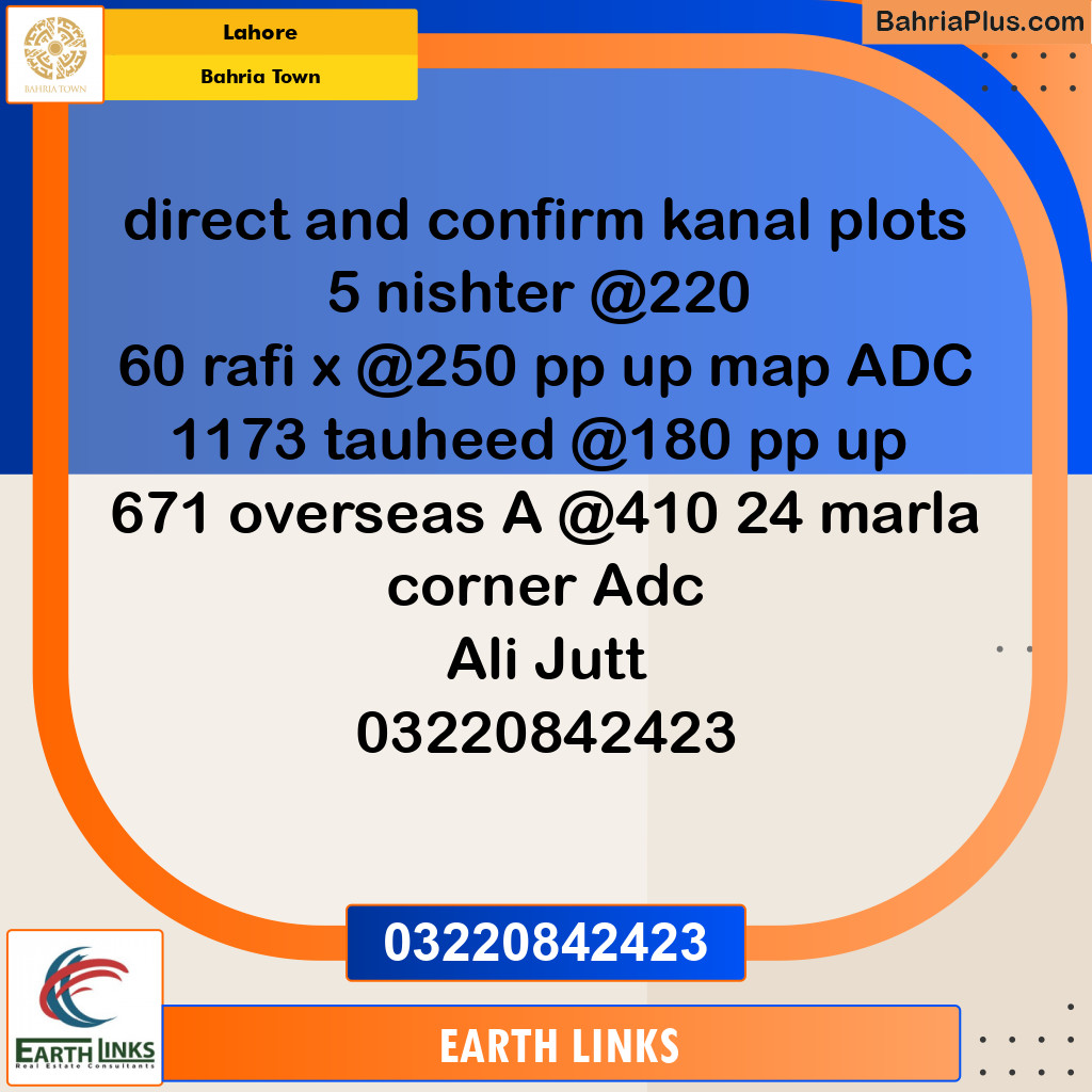 Residential Plot for Sale in Bahria Town, Lahore - (BP-146008)