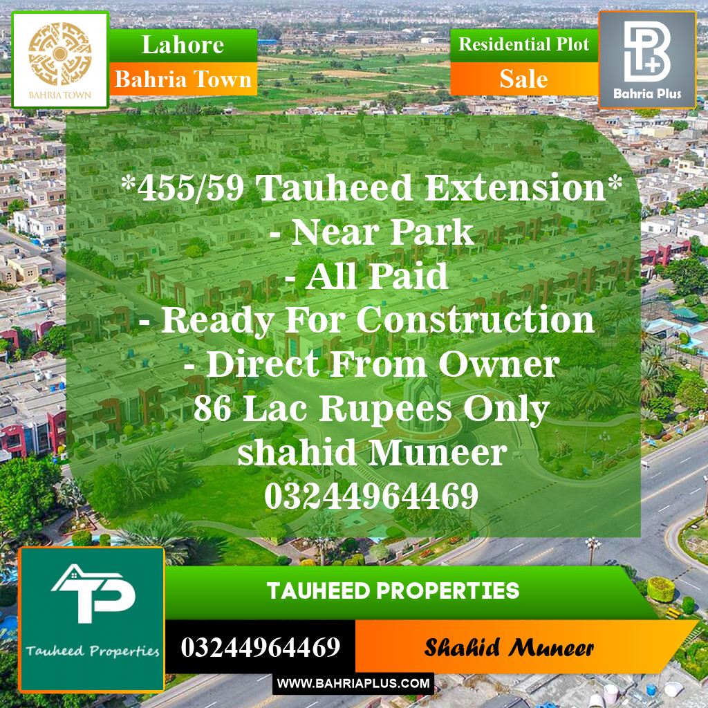 Residential Plot for Sale in Bahria Town, Lahore - (BP-146013)