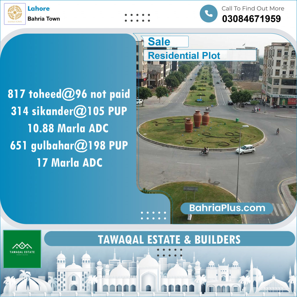Residential Plot for Sale in Bahria Town, Lahore - (BP-146014)