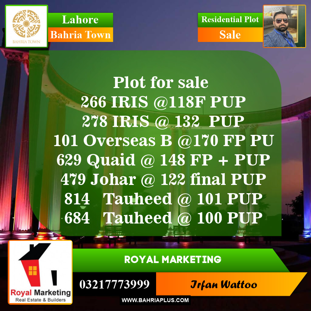Residential Plot for Sale in Bahria Town, Lahore - (BP-146209)