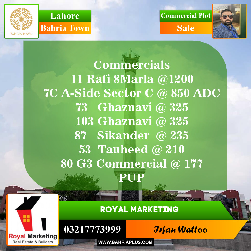 Commercial Plot for Sale in Bahria Town, Lahore - (BP-146212)
