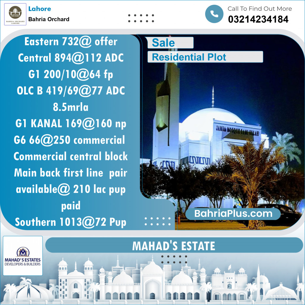 Residential Plot for Sale in Bahria Orchard, Lahore - (BP-146224)