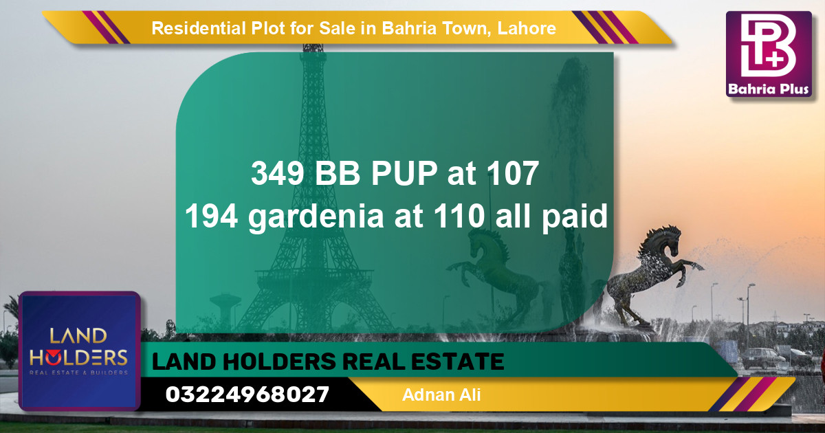 Residential Plot for Sale in Bahria Town, Lahore - (BP-146228)