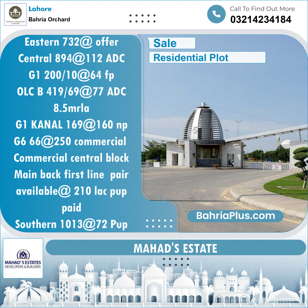 Residential Plot for Sale in Bahria Orchard, Lahore - (BP-146249)