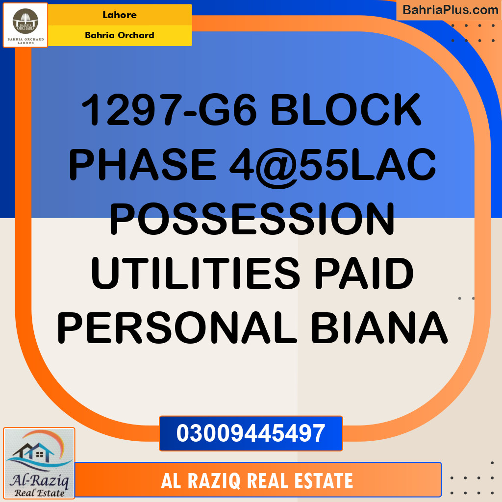 Residential Plot for Sale in Phase 4 - G6 Block - Bahria Orchard, Lahore - (BP-146251)
