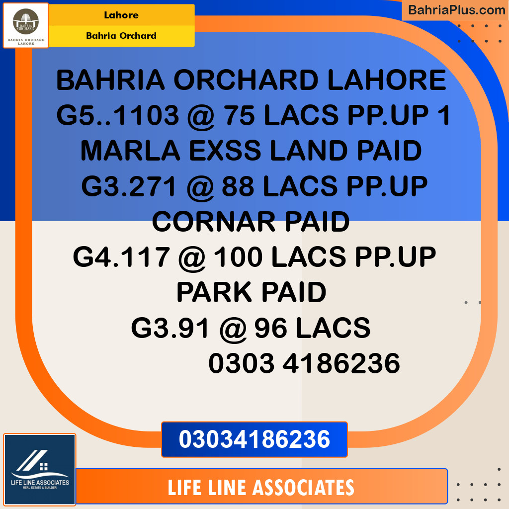 Residential Plot for Sale in Phase 4 - G5 Block -  Bahria Orchard, Lahore - (BP-146255)
