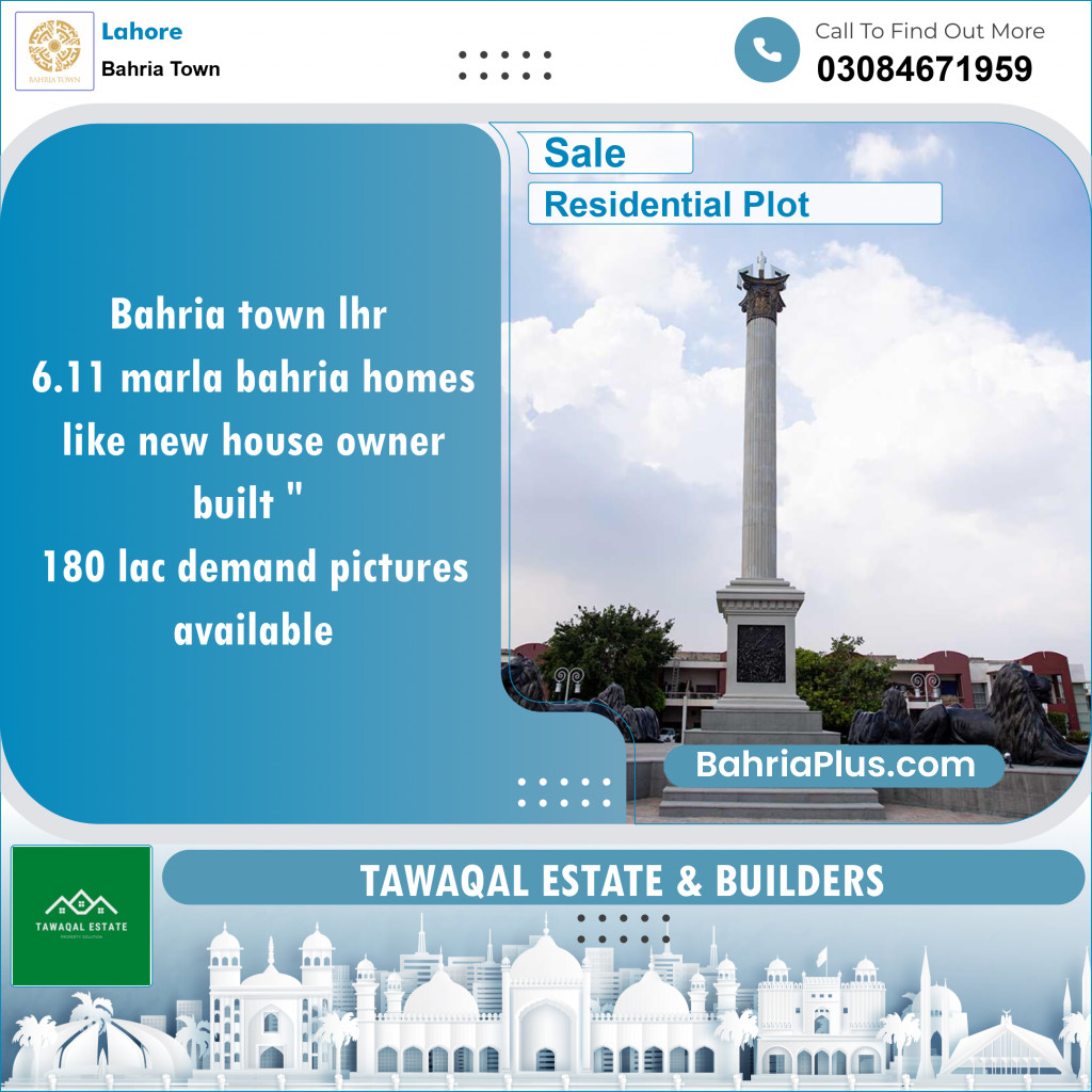 Residential Plot for Sale in Bahria Town, Lahore - (BP-146268)