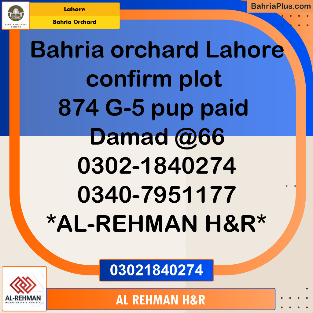 Residential Plot for Sale in Bahria Orchard, Lahore - (BP-146302)
