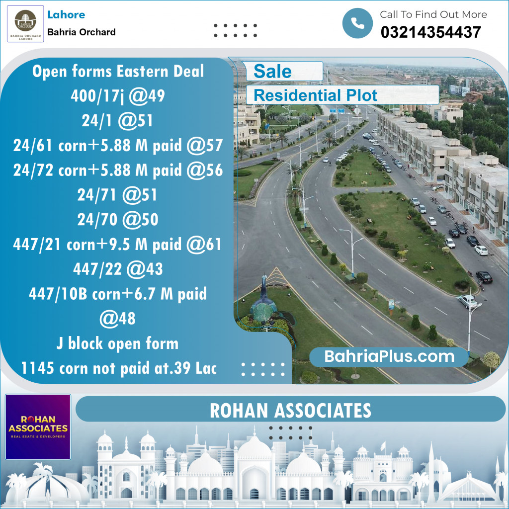 Residential Plot for Sale in Bahria Orchard, Lahore - (BP-146312)