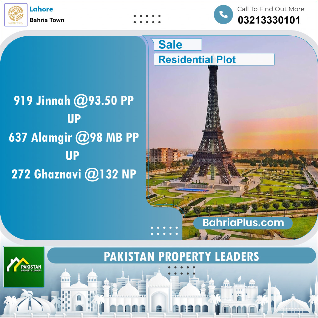 Residential Plot for Sale in Bahria Town, Lahore - (BP-146316)