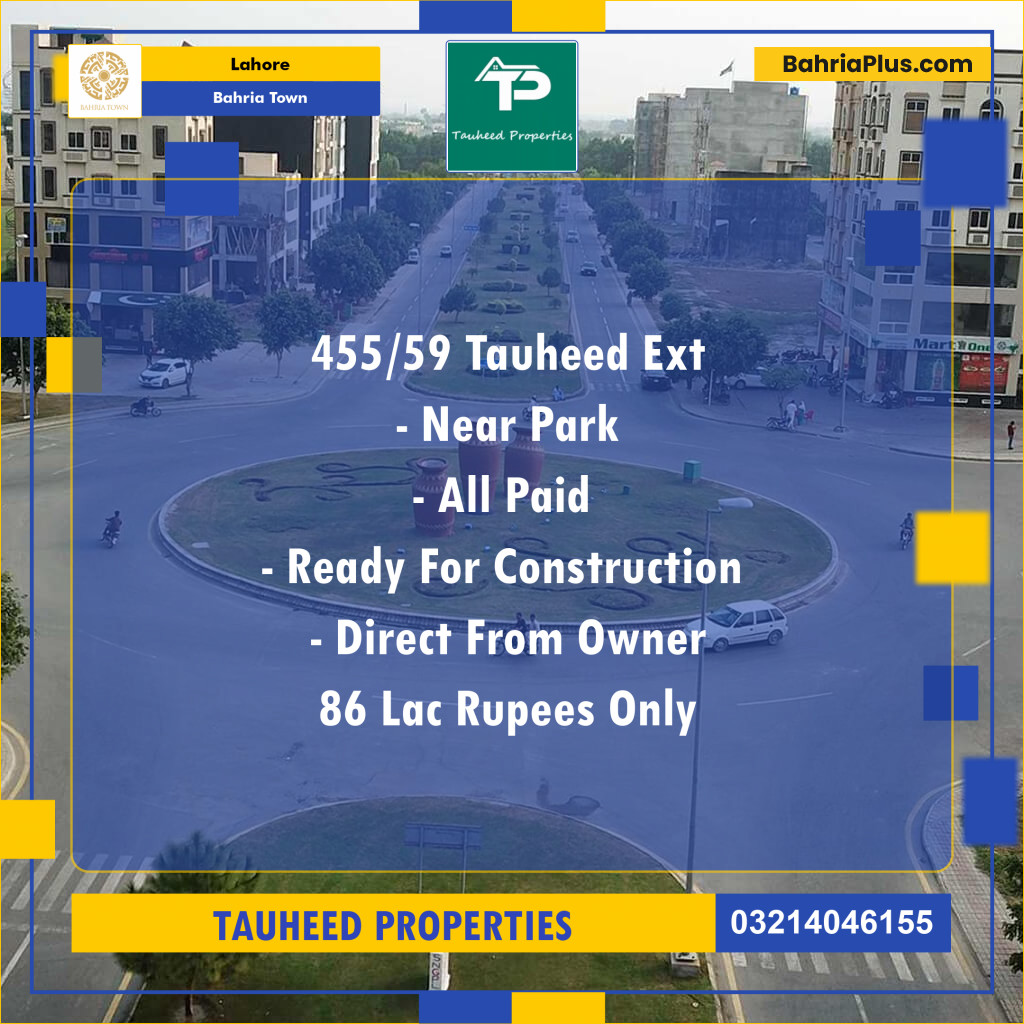 Residential Plot for Sale in Sector F - Tauheed Block -  Bahria Town, Lahore - (BP-146321)