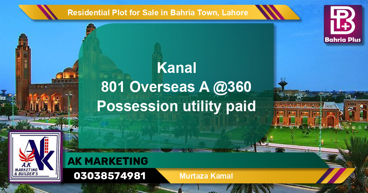 Residential Plot for Sale in Bahria Town, Lahore - (BP-146347)