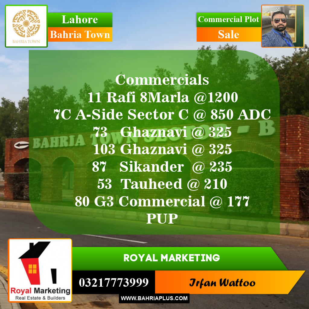 Commercial Plot for Sale in Bahria Town, Lahore - (BP-146368)