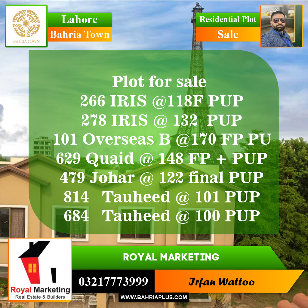 Residential Plot for Sale in Bahria Town, Lahore - (BP-146371)