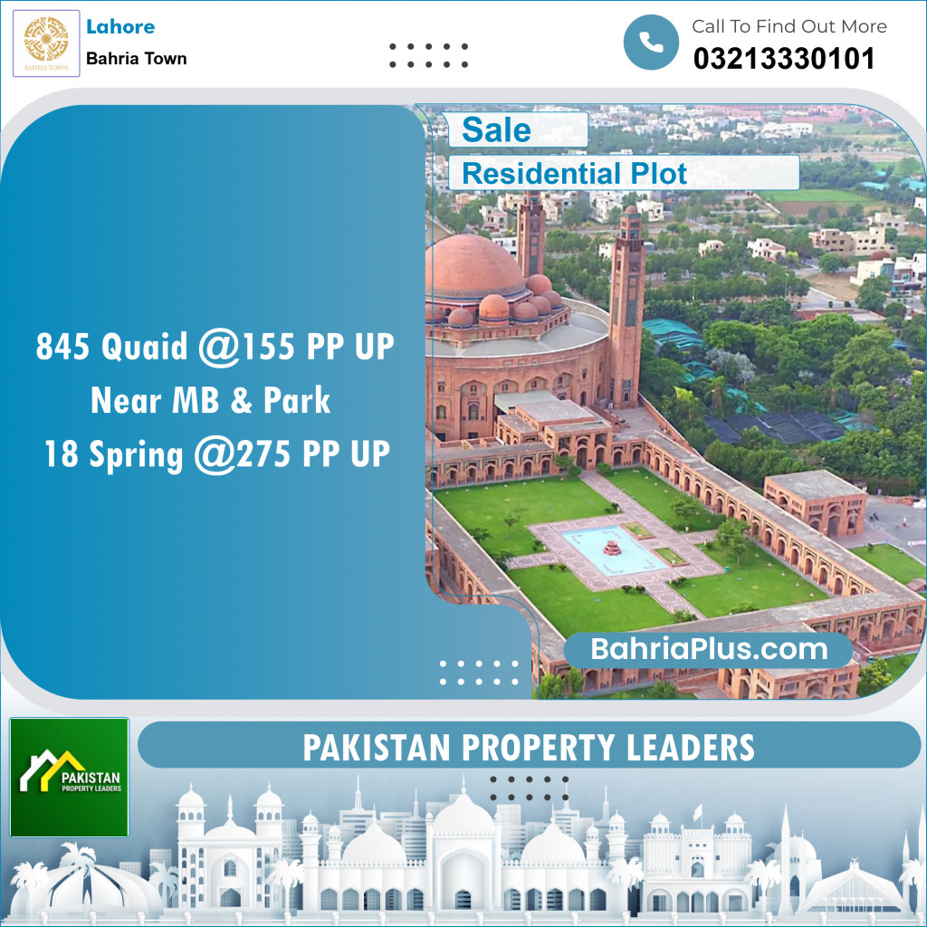 Residential Plot for Sale in Sector E - Quaid Block -  Bahria Town, Lahore - (BP-146430)